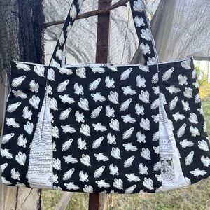 Black and White Ghost Print Tote Bag